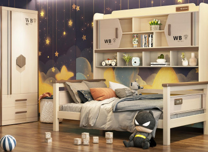 Kinderzimmer 2-tlg Set Hochbett Kleiderschrank Hochglanz Jugendzimmer Möbel Neu